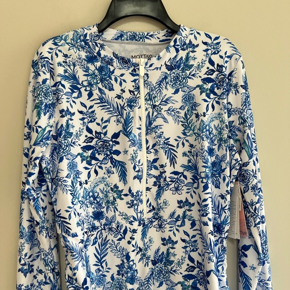 NWT Mott50 Classic Swim SONJA Blueberry Fields Print Swim Dress, Blue/White, L - Picture 8 of 16